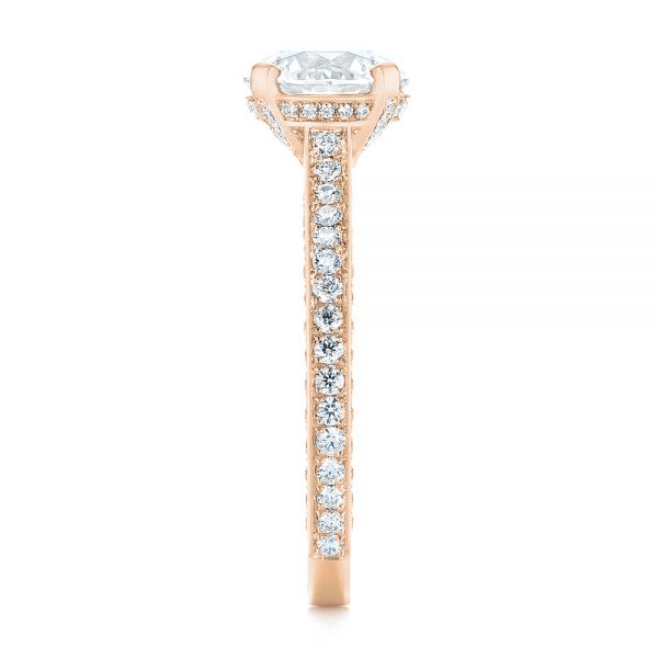 18k Rose Gold 18k Rose Gold Contemporary Round Diamond Engagement Ring - Side View - 104878