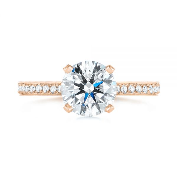 18k Rose Gold 18k Rose Gold Contemporary Round Diamond Engagement Ring - Top View - 104878
