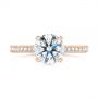 18k Rose Gold 18k Rose Gold Contemporary Round Diamond Engagement Ring - Top View -  104878 - Thumbnail