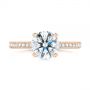 18k Rose Gold 18k Rose Gold Contemporary Round Diamond Engagement Ring - Top View -  104878 - Thumbnail