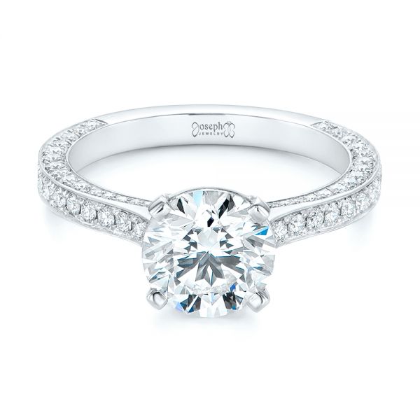 14k White Gold 14k White Gold Contemporary Round Diamond Engagement Ring - Flat View -  104878