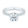 18k White Gold 18k White Gold Contemporary Round Diamond Engagement Ring - Flat View -  104878 - Thumbnail