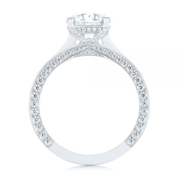 18k White Gold 18k White Gold Contemporary Round Diamond Engagement Ring - Front View -  104878