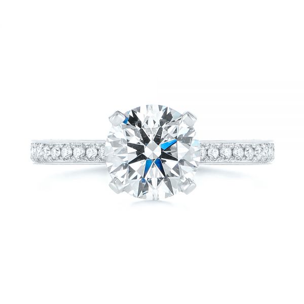  Platinum Contemporary Round Diamond Engagement Ring - Top View -  104878