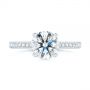 18k White Gold 18k White Gold Contemporary Round Diamond Engagement Ring - Top View -  104878 - Thumbnail