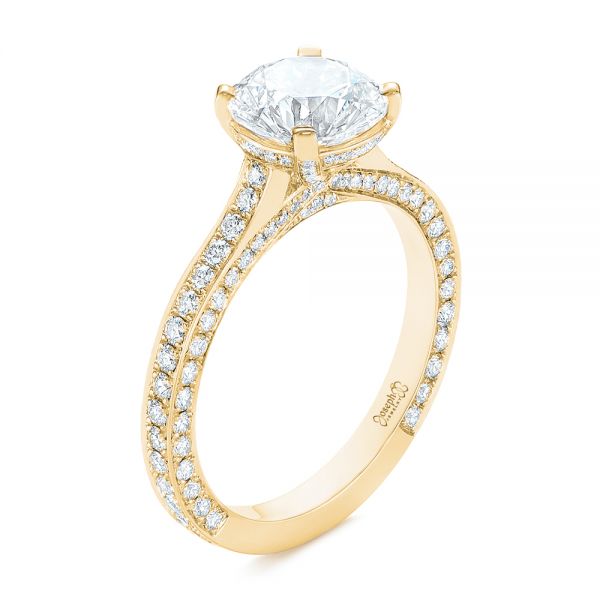 14k Yellow Gold 14k Yellow Gold Contemporary Round Diamond Engagement Ring - Three-Quarter View - 104878