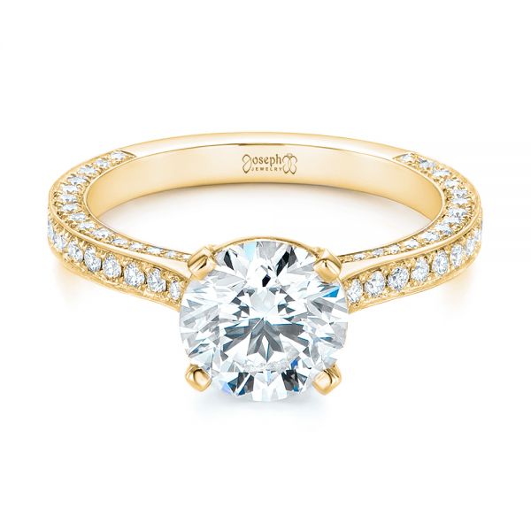 14k Yellow Gold 14k Yellow Gold Contemporary Round Diamond Engagement Ring - Flat View - 104878