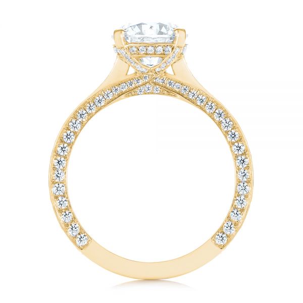 18k Yellow Gold 18k Yellow Gold Contemporary Round Diamond Engagement Ring - Front View -  104878
