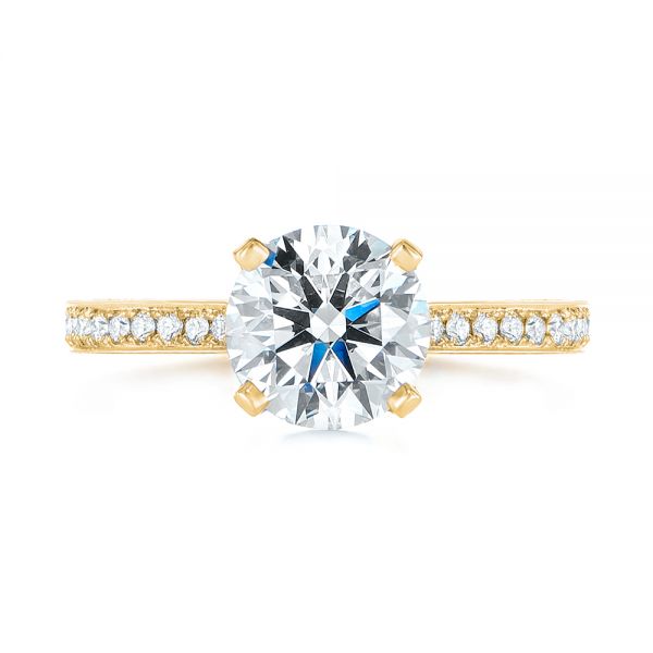 14k Yellow Gold 14k Yellow Gold Contemporary Round Diamond Engagement Ring - Top View - 104878