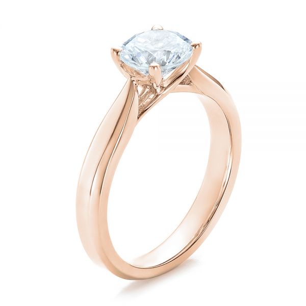 14k Rose Gold 14k Rose Gold Contemporary Solitaire Engagement Ring - Three-Quarter View -  100397