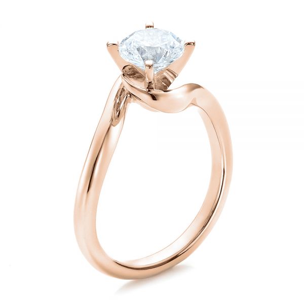18k Rose Gold 18k Rose Gold Contemporary Solitaire Engagement Ring - Three-Quarter View -  100400