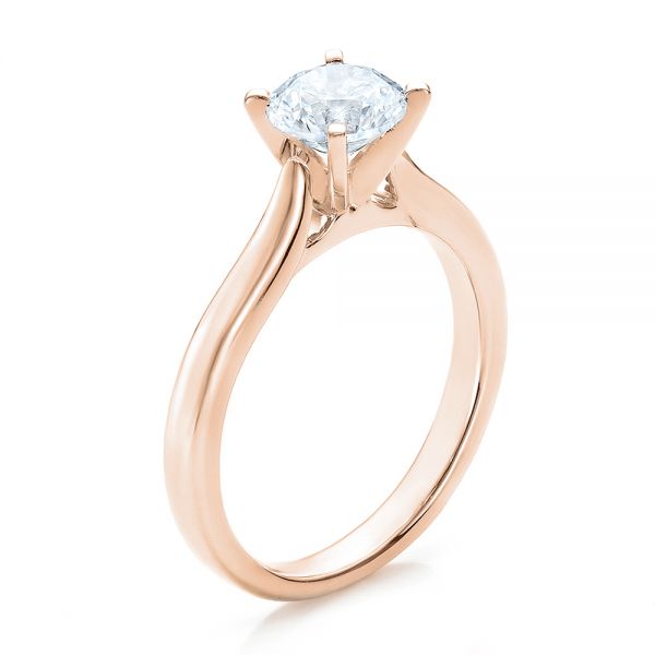 14k Rose Gold 14k Rose Gold Contemporary Solitaire Engagement Ring - Three-Quarter View -  100401