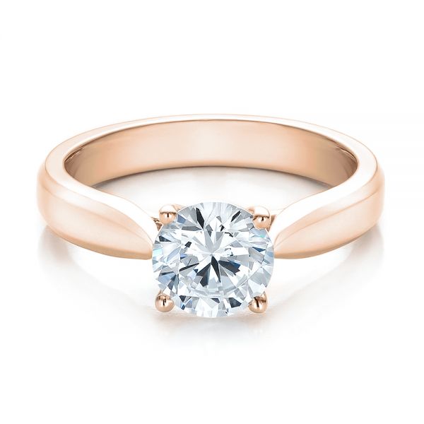 14k Rose Gold 14k Rose Gold Contemporary Solitaire Engagement Ring - Flat View -  100397