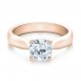 14k Rose Gold 14k Rose Gold Contemporary Solitaire Engagement Ring - Flat View -  100397 - Thumbnail