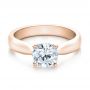 18k Rose Gold 18k Rose Gold Contemporary Solitaire Engagement Ring - Flat View -  100397 - Thumbnail