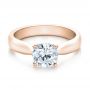 18k Rose Gold 18k Rose Gold Contemporary Solitaire Engagement Ring - Flat View -  100397 - Thumbnail