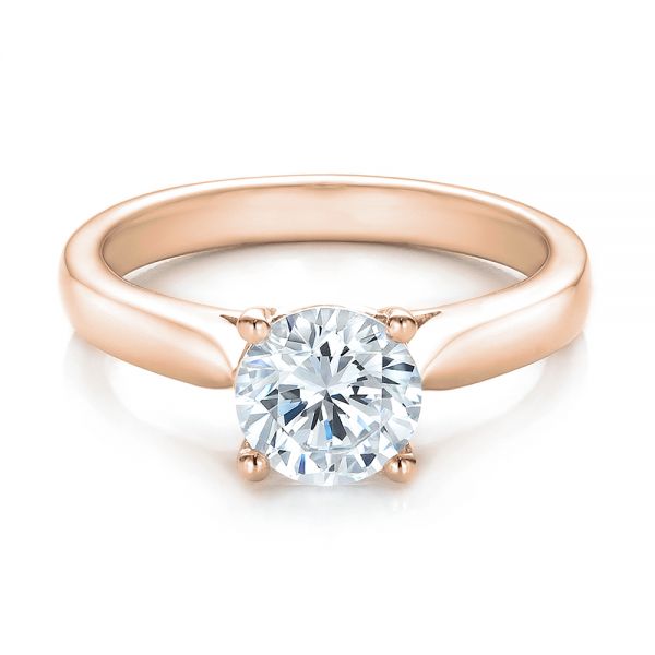 18k Rose Gold 18k Rose Gold Contemporary Solitaire Engagement Ring - Flat View -  100399