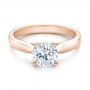 18k Rose Gold 18k Rose Gold Contemporary Solitaire Engagement Ring - Flat View -  100399 - Thumbnail
