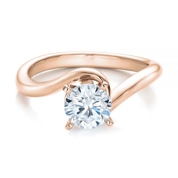 18k Rose Gold 18k Rose Gold Contemporary Solitaire Engagement Ring - Flat View - 100400
