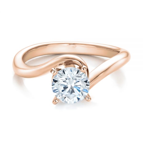 18k Rose Gold 18k Rose Gold Contemporary Solitaire Engagement Ring - Flat View -  100400