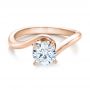 14k Rose Gold 14k Rose Gold Contemporary Solitaire Engagement Ring - Flat View -  100400 - Thumbnail