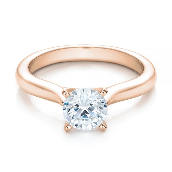 18k Rose Gold 18k Rose Gold Contemporary Solitaire Engagement Ring - Flat View - 100401