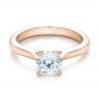 18k Rose Gold 18k Rose Gold Contemporary Solitaire Engagement Ring - Flat View -  100401 - Thumbnail