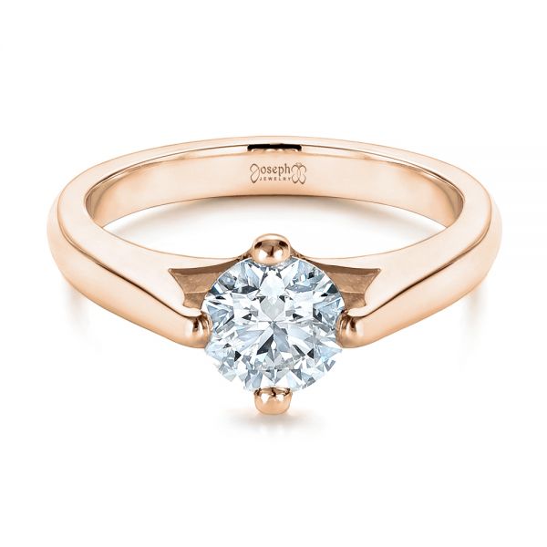 18k Rose Gold 18k Rose Gold Contemporary Solitaire Engagement Ring - Flat View -  1389