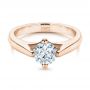 14k Rose Gold 14k Rose Gold Contemporary Solitaire Engagement Ring - Flat View -  1389 - Thumbnail