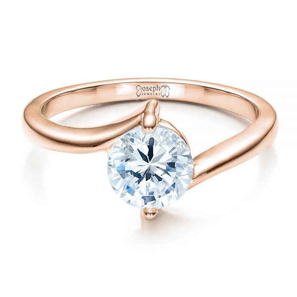 18k Rose Gold 18k Rose Gold Contemporary Solitaire Engagement Ring - Flat View -  1484