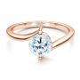 14k Rose Gold 14k Rose Gold Contemporary Solitaire Engagement Ring - Flat View -  1484 - Thumbnail