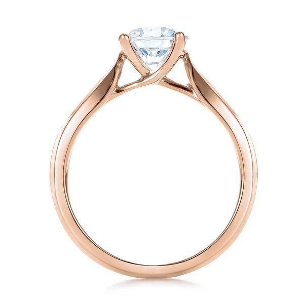 18k Rose Gold 18k Rose Gold Contemporary Solitaire Engagement Ring - Front View -  100397