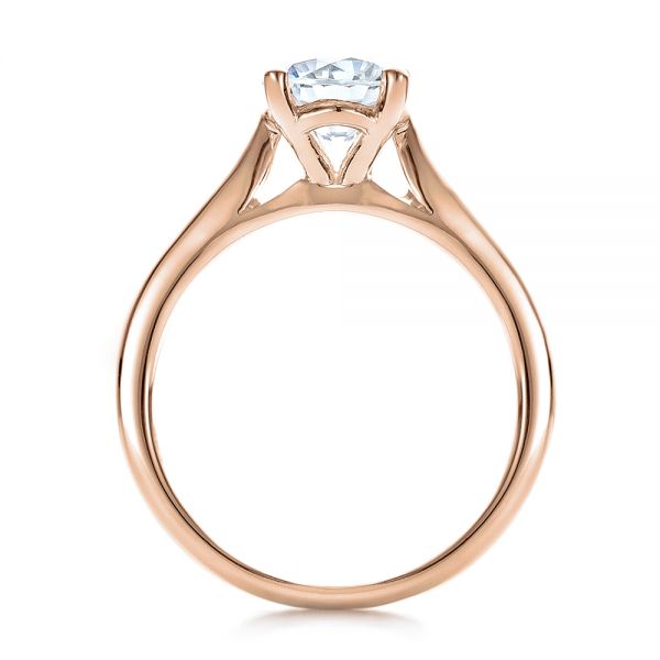 18k Rose Gold 18k Rose Gold Contemporary Solitaire Engagement Ring - Front View -  100399