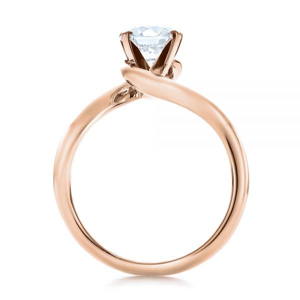 18k Rose Gold 18k Rose Gold Contemporary Solitaire Engagement Ring - Front View -  100400