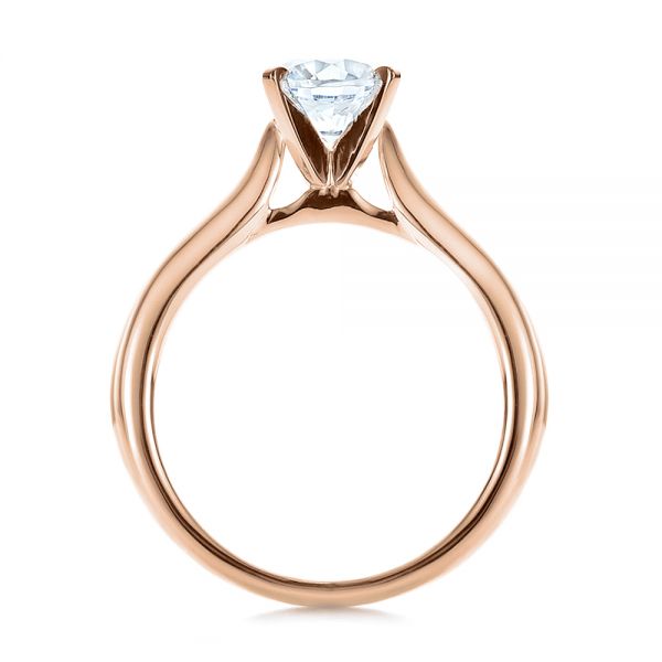 14k Rose Gold 14k Rose Gold Contemporary Solitaire Engagement Ring - Front View -  100401