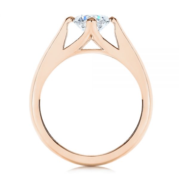 14k Rose Gold 14k Rose Gold Contemporary Solitaire Engagement Ring - Front View -  1389