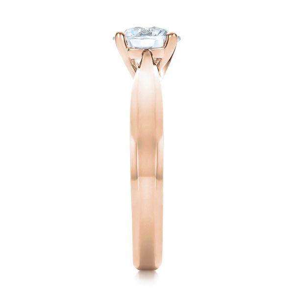 18k Rose Gold 18k Rose Gold Contemporary Solitaire Engagement Ring - Side View - 100397