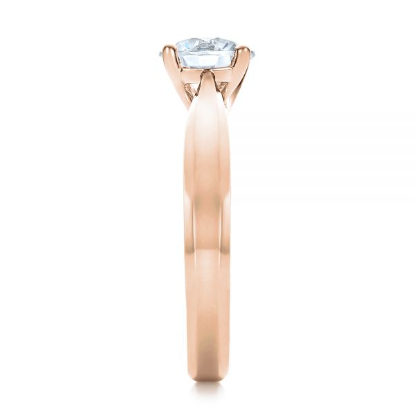 18k Rose Gold 18k Rose Gold Contemporary Solitaire Engagement Ring - Side View -  100397