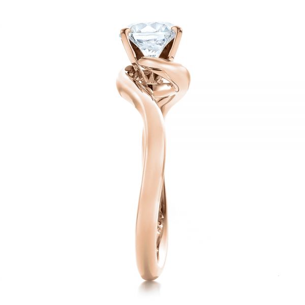 18k Rose Gold 18k Rose Gold Contemporary Solitaire Engagement Ring - Side View - 100400