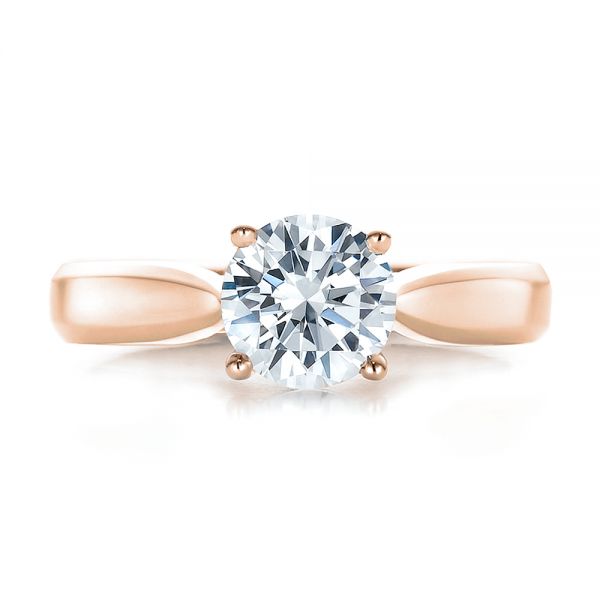 18k Rose Gold 18k Rose Gold Contemporary Solitaire Engagement Ring - Top View - 100397