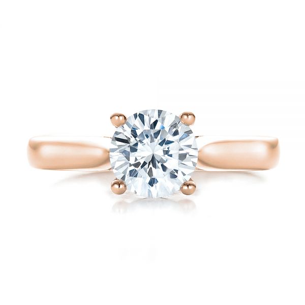 18k Rose Gold 18k Rose Gold Contemporary Solitaire Engagement Ring - Top View -  100399