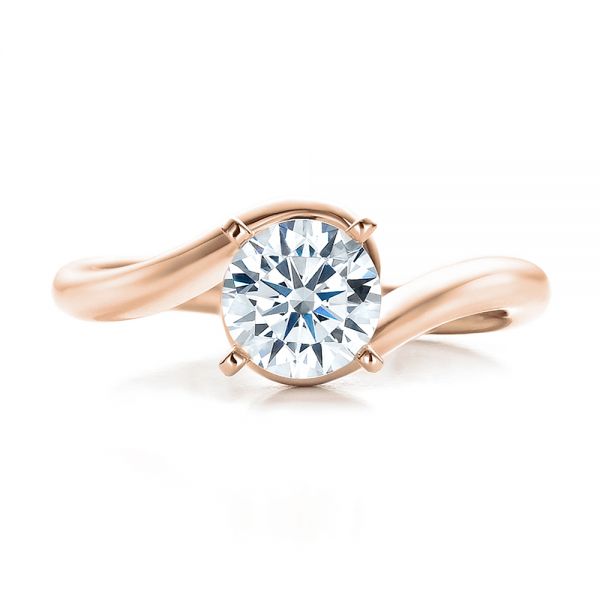 18k Rose Gold 18k Rose Gold Contemporary Solitaire Engagement Ring - Top View - 100400