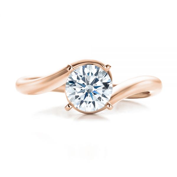 14k Rose Gold 14k Rose Gold Contemporary Solitaire Engagement Ring - Top View -  100400