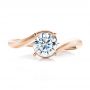 14k Rose Gold 14k Rose Gold Contemporary Solitaire Engagement Ring - Top View -  100400 - Thumbnail