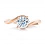 18k Rose Gold 18k Rose Gold Contemporary Solitaire Engagement Ring - Top View -  100400 - Thumbnail
