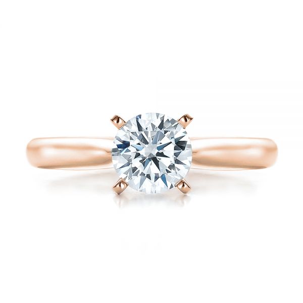 18k Rose Gold 18k Rose Gold Contemporary Solitaire Engagement Ring - Top View -  100401