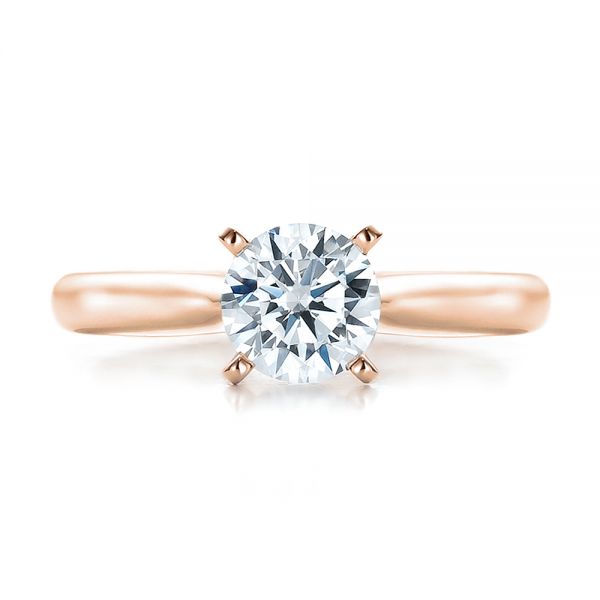 18k Rose Gold 18k Rose Gold Contemporary Solitaire Engagement Ring - Top View - 100401