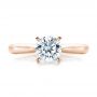 18k Rose Gold 18k Rose Gold Contemporary Solitaire Engagement Ring - Top View -  100401 - Thumbnail