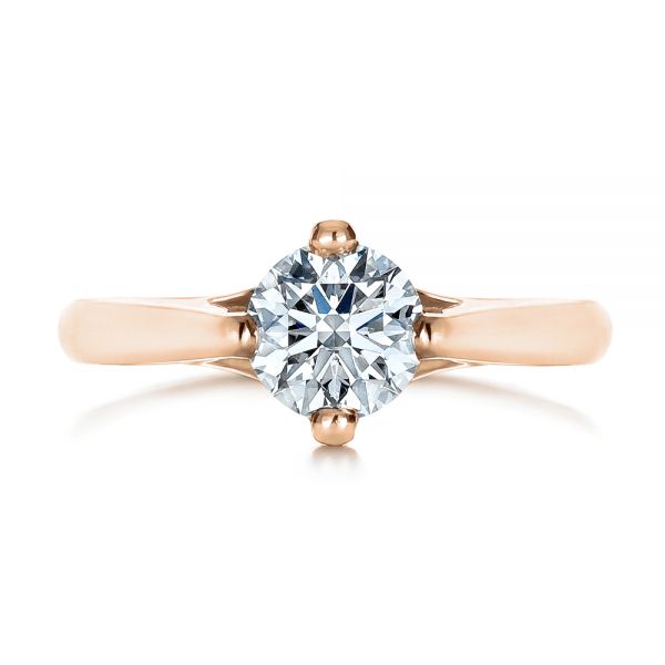 14k Rose Gold 14k Rose Gold Contemporary Solitaire Engagement Ring - Top View -  1389