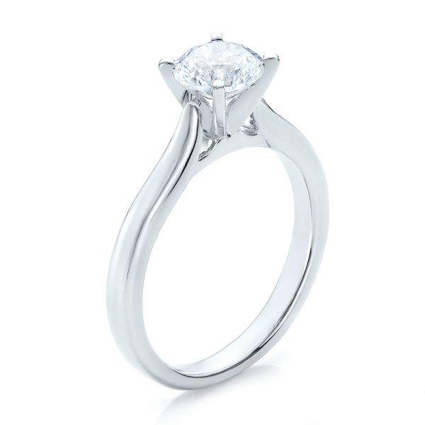 18k White Gold 18k White Gold Contemporary Solitaire Engagement Ring - Three-Quarter View -  100401